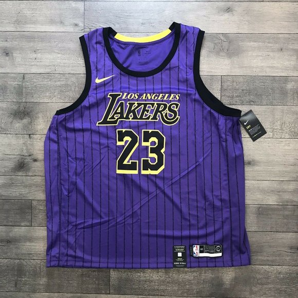 lakers purple pinstripe jersey
